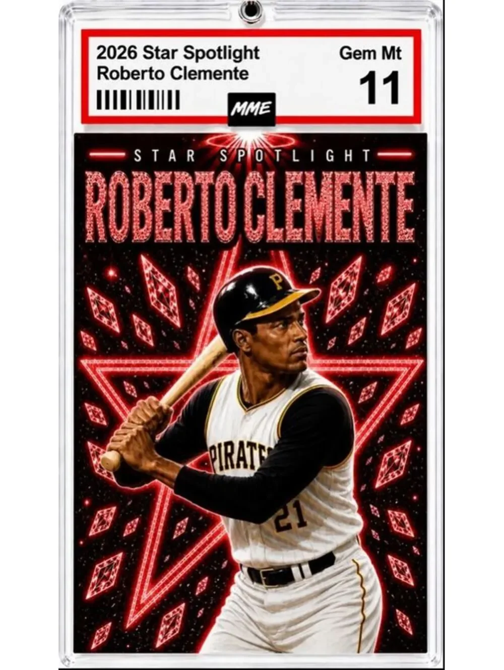 2956 Roberto Clemente Keychain Red Spotlight Custom Acrylic Photo Keychain